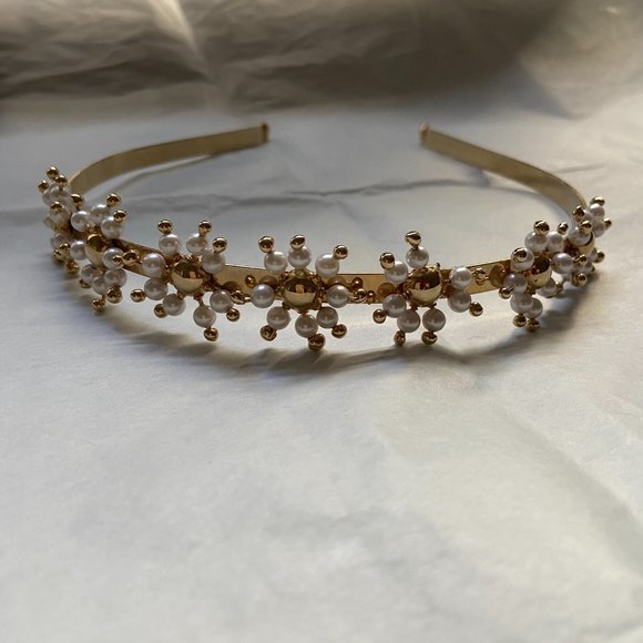 NWT Rosantica Daisy Faux Pearl Embellished Gold Headband main image 5